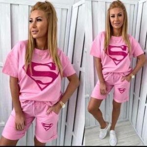 Pink Superhero Logo Women's Lounge Set